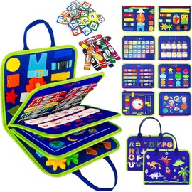 Busy Board for Toddlers – Foldable Sensory Activity Board for Kids with Autism, Travel-Friendly Learning Toy for Fine Motor Skills & Independent Play