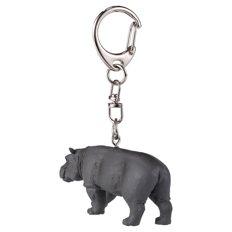 Mojo 387489 Hippo Animal Figure Keychain, gray