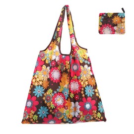 Jagowa 1 Piece Large Shopping Bag Square Bag Portable Folding Tote Bag Floral Cloth Bags Daily Casual Reusable Grocery Eco-Friendly Bag (Style B)