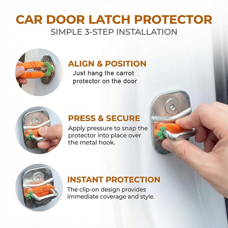 Car Door Latch Lock Covers, Cute Carrot Shape Silicone Shock