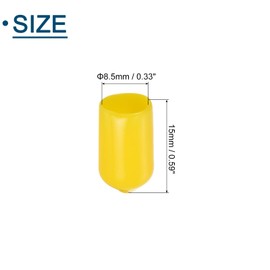 sourcing map 50Pcs Rubber End Caps, 8.5mm/0.33" ID Rubber End Caps, PVC Caps Rubber Screw for Bolts Screw Caps Thread Protectors Tube Screw Bolt, Yellow