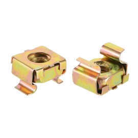 sourcing map M6 Cage Nuts for Server Rack Cabinet, Carbon Steel Yellow Zinc Plated, Pack of 50