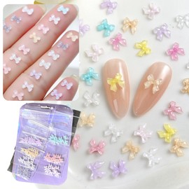 K-Bom Nail Parts, Ribbon, Small, Mini, 3D, 7 Types, 10 Pieces, Set of 70, Nail Art, Resin Parts, Resin Parts, Gel Nail (Mini)