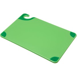 San Jamar Saf-T-Grip Plastic Cutting Board with Safety Hook, 12" x 18" x 0.5", Green