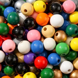 ANCADN 16mm Colorful Wooden Besds Farmhouse Rustic Fall Wood Beads 160pcs Vintage Color Wood Beads for Home Decor DIY Crafts Bracelet Necklace Making Supplies (Color)