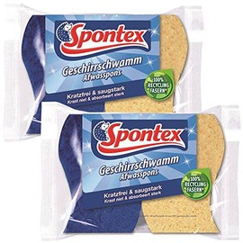 Spontex Dish Sponge - Kitchen Sponge - Gentle Cleaning of Crockery (Pack of 2)