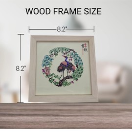 Chinese Decorations,Chinese Paper Cutting Art,Natural Wood Frame Handicrafts Environmentally Friendly Chinese Paper Cut, Auspicious Good Luck Pattern Home Decoration,Chinese Gift,6x6/8x8