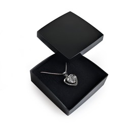 bysilverchain Jewellery Box Gift Necklace Ring Earring Small Packaging Pendants Case Glossy Black Foam Padded Jewelry Display Storage Boxes with Lid for Birthday Wedding Anniversaries Present