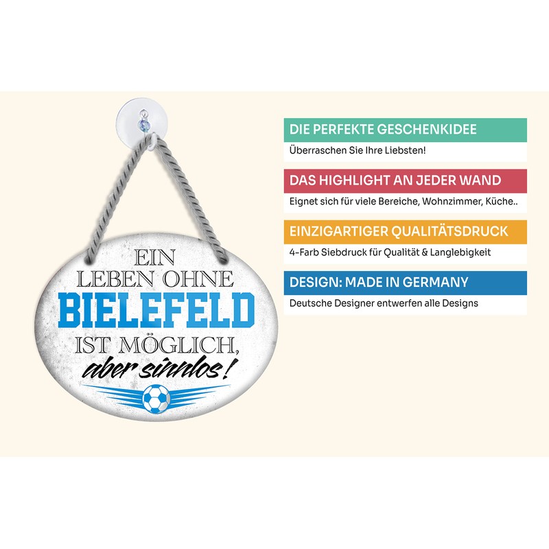 schilderkreis24 Tin Sign Football Sign "Ein Leben ohne Bielefeld ist