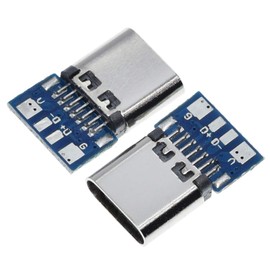 ANMBEST 10PCS USB 3.1 Type C Connector 24 Pins Male Female Plug Socket Receptacle Adapter to Solder Wire & Cable 24P PCB Board Support Module