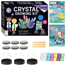 Hinkler Curious Universe - Crystal Growing Science Kit - DIY Science and Geology for Kids - Make Your Own Crystals and Display Them - Granite Rocks Included - STEM Skills for Kids Aged 8 to 14