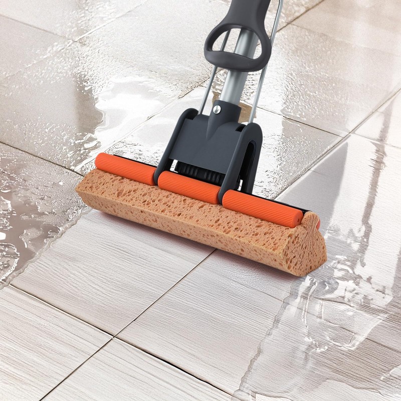 Sponge Mops for Floor Cleaning with 2 Cellulose Mop Head