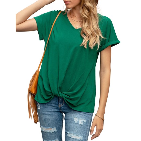 TASAMO Twist Knot Shirts Rolled Sleeve and Stylish Tunic Tops