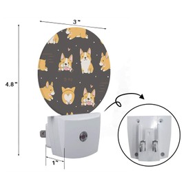 Axayaz Corgi Night Light Cute Dog Animal Love Heart Dots Black Plug in Night Lamp Auto Sensor Energy Efficient Dusk to Dawn LED Home Decor