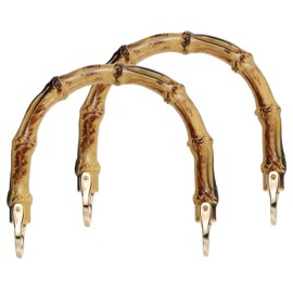 sourcing map 2 Pcs ABS Purse Handles 5" U-Shape Handbag Handle Replacement Accessories with Gold Buckle for Handmade Crochet Bag Beach Straw Bag DIY Bags, Brown