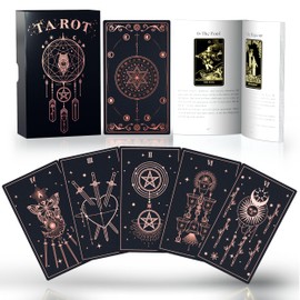 ACELION Original Tarot Card Set with Guide, 78 Pieces of Tarot Cards with Gold foil on The Surface， Fortune-Telling Game, Tarot for Beginners