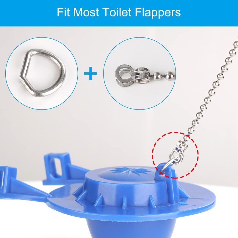Hibbent 3 Pack Universal Toilet Flapper Chain Replacement Kit,Stainless steel,Including