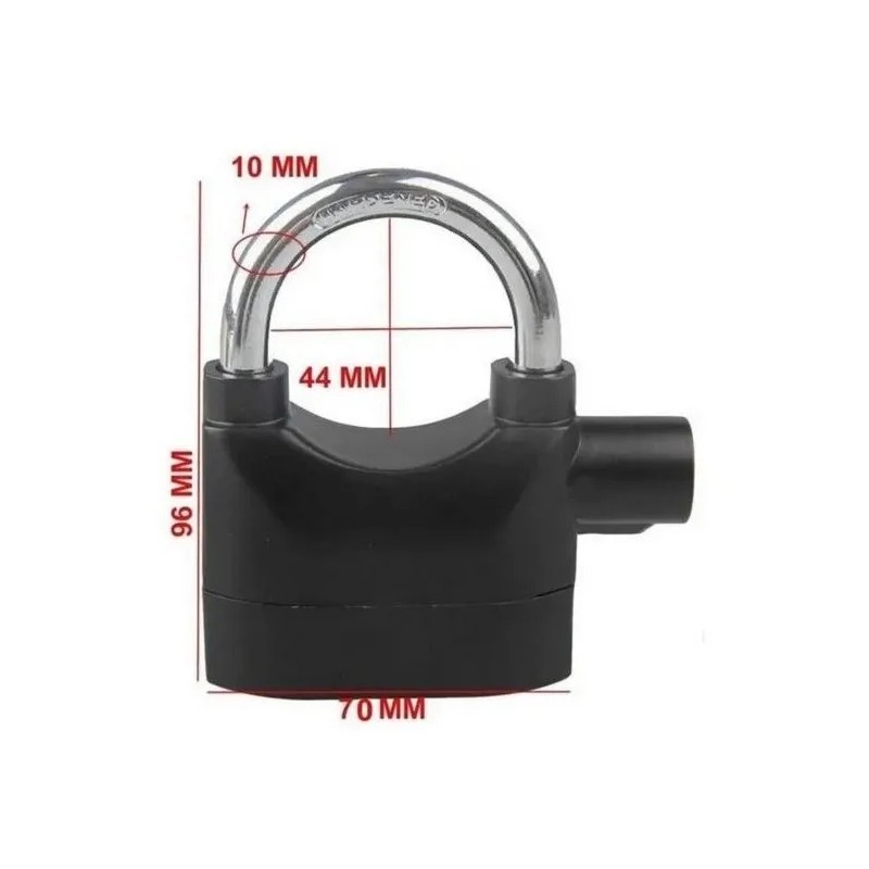 Candado Alarma Sonora Lock Caso70 70mm 110db Llave Puntos Color