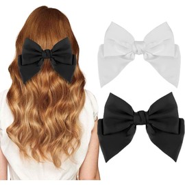 Hair Clips for Women,Large Hair Bows hairpins Big Satin Hair Bow Oversized Bowknot Ribbons Hair Accessories For Women 2 Pcs (Style1, One size)