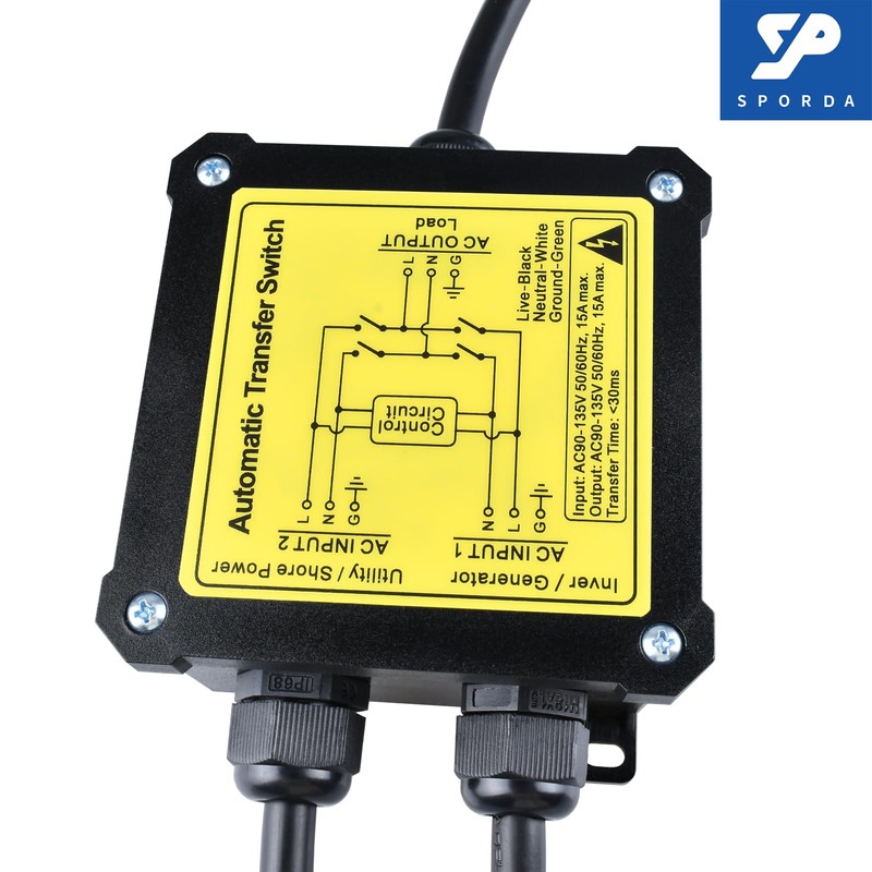 AC120V 15Amp Automatic Transfer Switch, ATS Auto Transfer Switch with