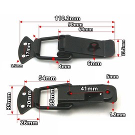 2PCS Iron Tension Clasp, 110.2mm Spring Loaded Toggle Latch with Lock Ring for Box Drawer Cabinet