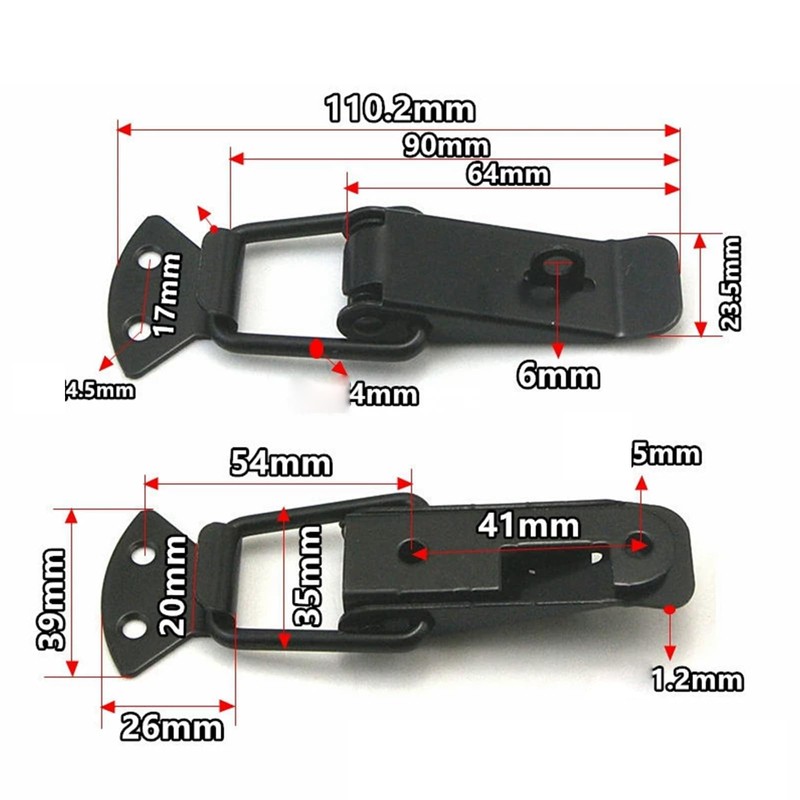 2PCS Iron Tension Clasp, 110.2mm Spring Loaded Toggle Latch with
