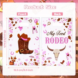 Pineraap 50 PCS My First Rodeo Party Favor Bags Cowgirl 1st Birthday Gift Goodie Bags Western Treat Candy Bags with Handles for 1st Rodeo Birthday Cowgirl Western Theme Party Decoration Supplies, Pink