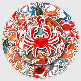Pack of 50 Crab Stickers Car Laptop Phone Guitar Skateboard Motorcycle Bicycle Crab Stickers Set Vinyl Waterproof Aesthetic Stickers for Teenagers Children Adults
