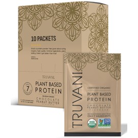 Truvani Vegan Pea Protein Powder | Chocolate Peanut Butter | 20g Organic Plant Based Protein | Single Serving Travel Packets | 10 Servings | Keto | Gluten & Dairy Free | Low Carb | No Added Sugar