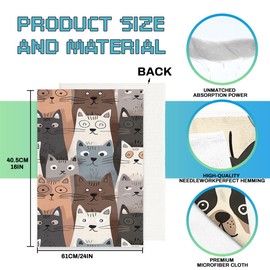 JLSTK Cute Cat Dog Kitchen Towels Decorative Set Cartoon Anime Animals Dish Towels Hand Towels Tea Towels for Kitchen Cooking Baking Gifts for Women 16x24 Inch