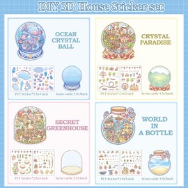 Snycler DIY 3D House Sticker Kit - 8 Sets of 3D Cartoon Scene Miniature Stickers for Adults & Kids, Fun Room Decor, Stress Relief, Creative Wall Art, Home Decoration（8sets-3）