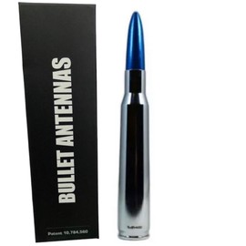 50 Caliber Chrome with Blue Tip Bullet Antenna for All Ford F150 F250 F350 F450 F550 Platinum King Ranch Raptor XL XLT Lariat (Blue)