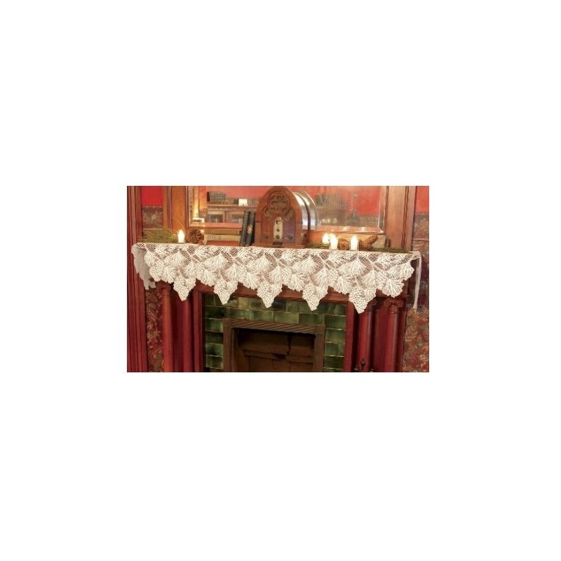 Heritage Lace Woodland Mantle Scarf, White, 20 x 88-Inch