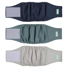 wegreeco Washable Male Dog Belly Band (Stylish Pattern)- Pack of 3 - Washable Male Dog Belly Wrap, Dog Diapers Male (Blue, Green, Champagne, Large)