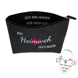 Gift Against Homesickness Cosmetic Bag Felt and Keyring Open When Homesick Gift Idea for Moving Out, Semester Abroad or Au Pair, Memories of the Homeland