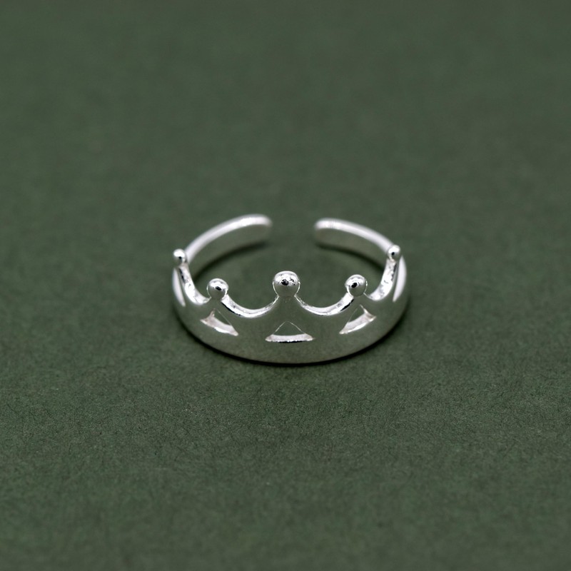 Kualitas Genuine 925 Sterling Silver Crown Toe Adjustable Ring