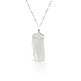 CRYSTALIS Natural Raw White Amethyst Pendant Necklace, Rough Rock Crystal, Chakra Healing Stone, Women Gift Jewelry, Dainty 925 Sterling Silver Chain 18 inch, Yoga & Meditation