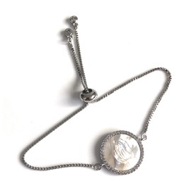Catholic Fashion Jewelry Our Lady of Guadalupe Shell Medal Silver Tone Bracelet