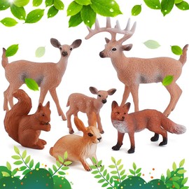 ZDQC Pack of 6 Forest Animals Figures, Animal Figures, Animal Figure Toy, Woodland Animals, Christmas Animal Figure, Reindeer Figures, Forest Animals Figures Set, Deer Model, Forest Animals