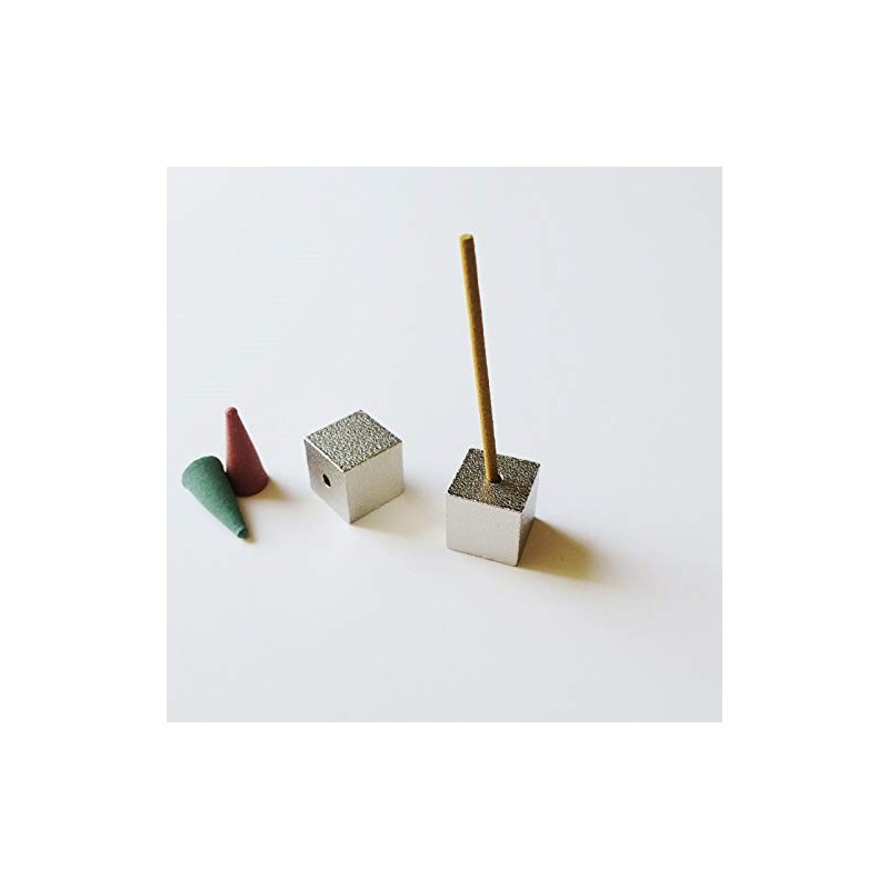 nippon kodo Silver Cube 1pc - Modern Cube Brass Incense