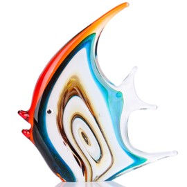 Hand Blown Glass Fish Figurines, Crystal Art Sea Animals Creatures Home Coastal Decor, Glass art Paperweights Collectibles Glass Sculpture For Center Pieces Decor for table, bookshelf decor objects