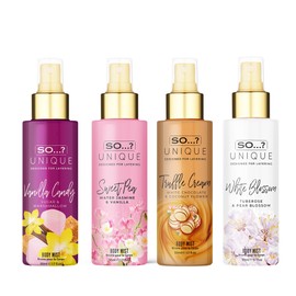 So...? So…? Unique Body Mist Set - Perfumes for Women - Body Spray for Women - Vegan, Cruelty Free - Travel Size Gift Set - 650 to 1000 Sprays - 4 pcs