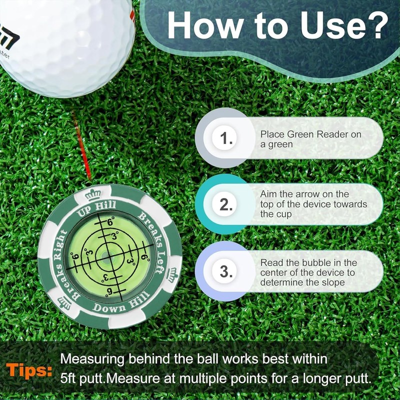 Golf Green Reader, Golf Ball Marker with High Precision Horizontal