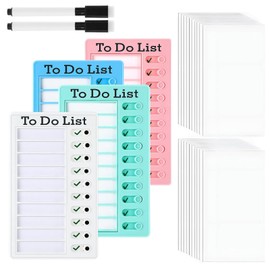 3 Pcs to Do List Chore Chart for Kids, Checklist Board with 20 Blank Paper, Detachable Reusable Daily Schedule Checklist, 3 Color for Adults Kids Office Home Travel (4 pcs)