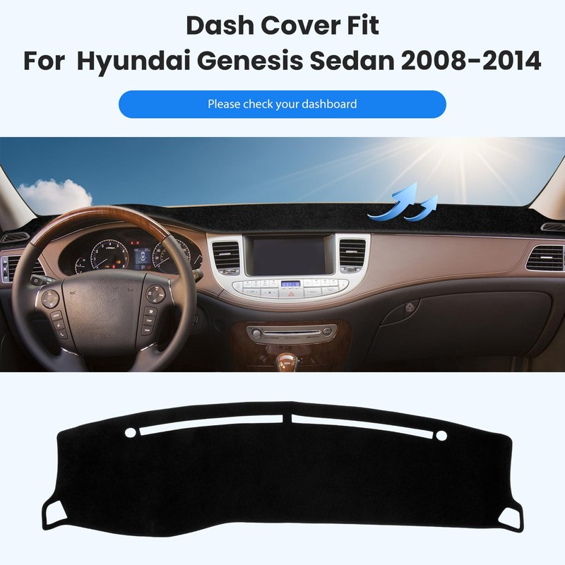 TUYICN Dash Cover Compatible with 2008-2012 2013 2014 Hyundai Genesis