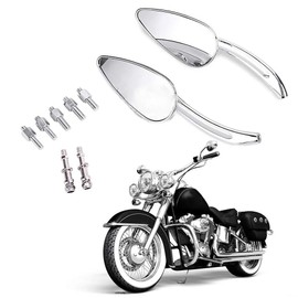 Chrome Skull Teardrop Aluminum Rearview Side Mirrors fits for Harley Dyna Electra Glide Motorcycle (1 Set including 2 PCS, Left & Right)