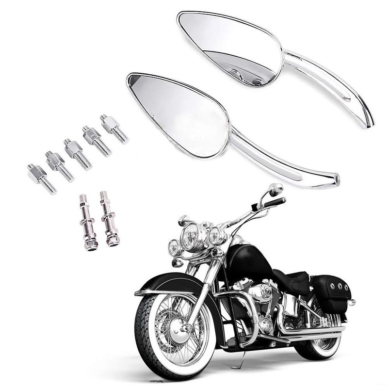 Chrome Skull Teardrop Aluminum Rearview Side Mirrors fits for Harley