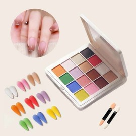 Nail art 16 colors press-on gradient nail powder + brush (WBC8D5D) / 네일아트 16색 압착식 그라데이션 네일파우더+브러쉬 (WBC8D5D)