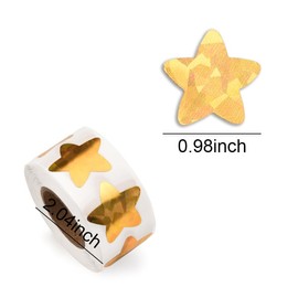 1000Pcs Holographic Gold Star Stickers Roll of Stickers for Girls Boys Classroom Stickers for Students Glitter Foil Star Sticker for Reward Small 2 Rolls Gold Stars Stickers for Teachers 1 Inch