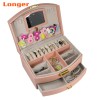 LG7241 Large Travel Jewelry Storage Box 2-Layer PU Leather Button